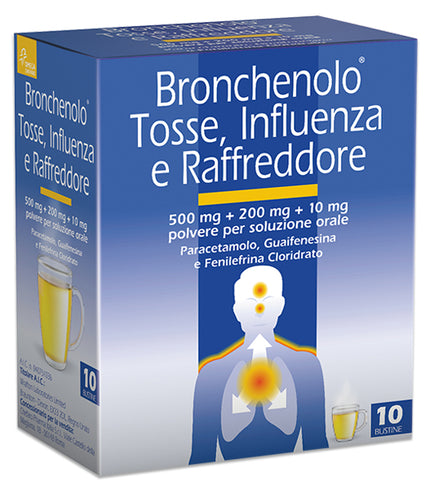BRONCHENOLO TOSS INFL RAF 500 MG + 200 MG + 10 MG POWDER FOR ORAL SOLUTION 10 SACHETS IN IN/ALU/LDPE/PAPER