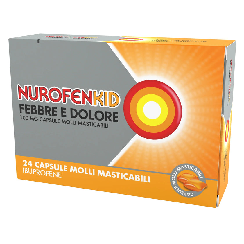 NUROFENKID FEBBRE D 100 MG CAPSULE MOLLI MASTICABILI 24 CAPSULE IN BLISTER PVC/PE/PVDC/AL - Farmaspeed