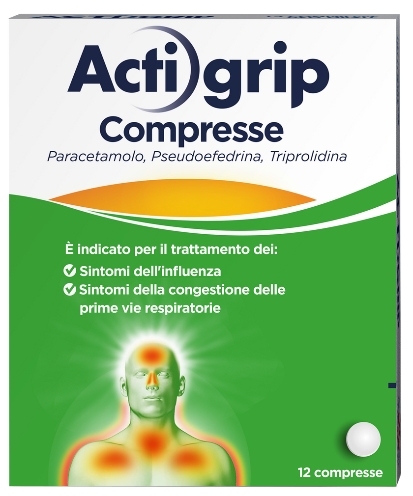 ACTIGRIP 2,5 MG/60 MG/500 MG COMPRESSE 12 COMPRESSE IN BLISTER AL//PVC/PVDC