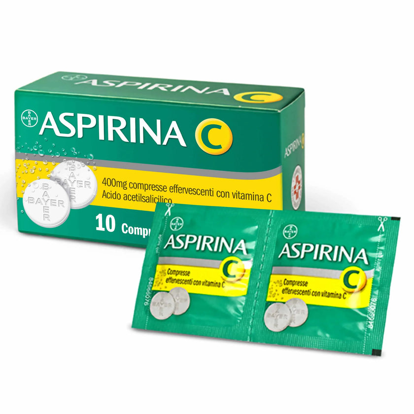 ASPIRINA C 400 MG COMPRESSE EFFERVESCENTI CON VITAMINA C 10 COMPRESSE IN STRIP AL/PE/CARTA-PE/AL/SURLYN - Farmaspeed