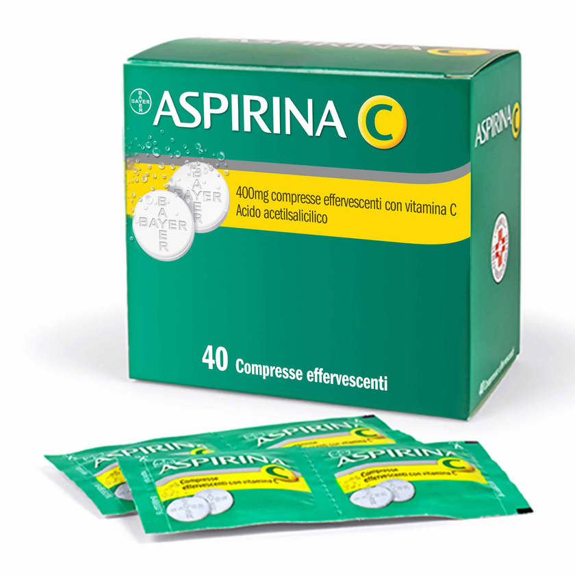 ASPIRINA C 400 MG COMPRESSE EFFERVESCENTI CON VITAMINA C 40 COMPRESSE IN STRIP AL/PE/CARTA-PE/AL/SURLYN