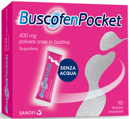 BUSCOFENPOCKET 400 MG POLVERE ORALE IN BUSTINA 10 BUSTINE MONODOSE IN PAP/AL/MEEA