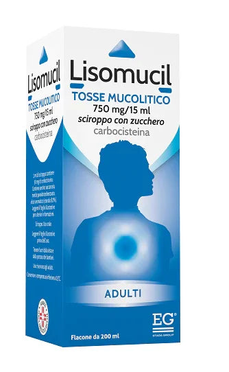 LISOMUCIL TOSSE MUC 750 MG/15 ML SCIROPPO CON ZUCCHERO FLACONE 200 ML - Farmaspeed