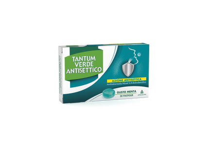 TANTUM VERDE ANTISETTICO PASTIGLIE GUSTO MENTA 20 PASTIGLIE IN BLISTER PVC-PVDC/AL