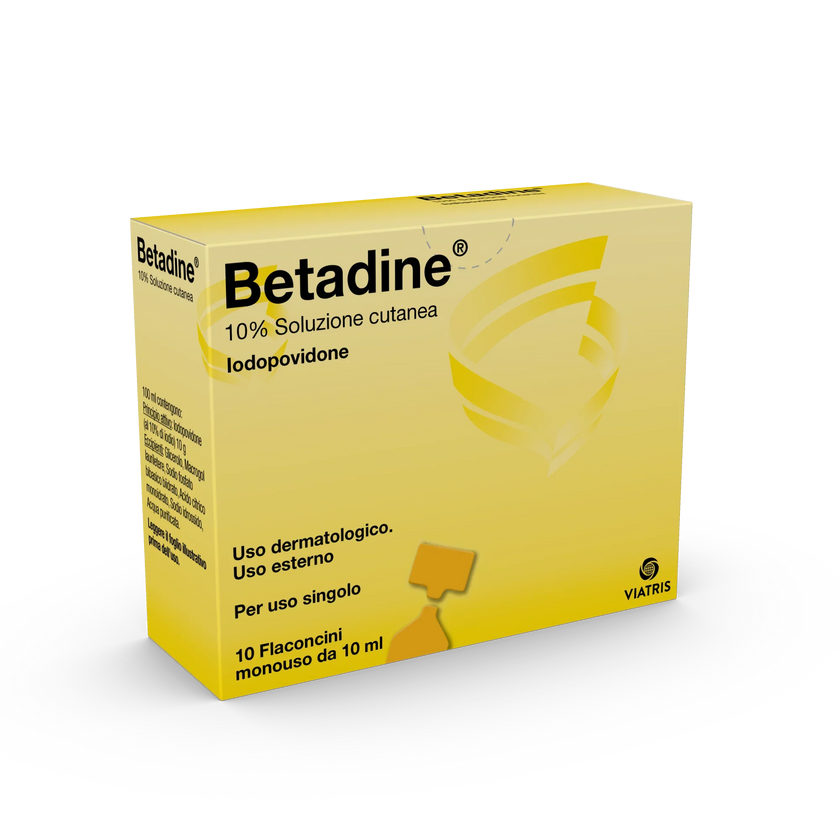 BETADINE 10% SOLUZIONE CUTANEA 10 FLACONCINI MONOUSO IN HDPE DA 10ML - Farmaspeed