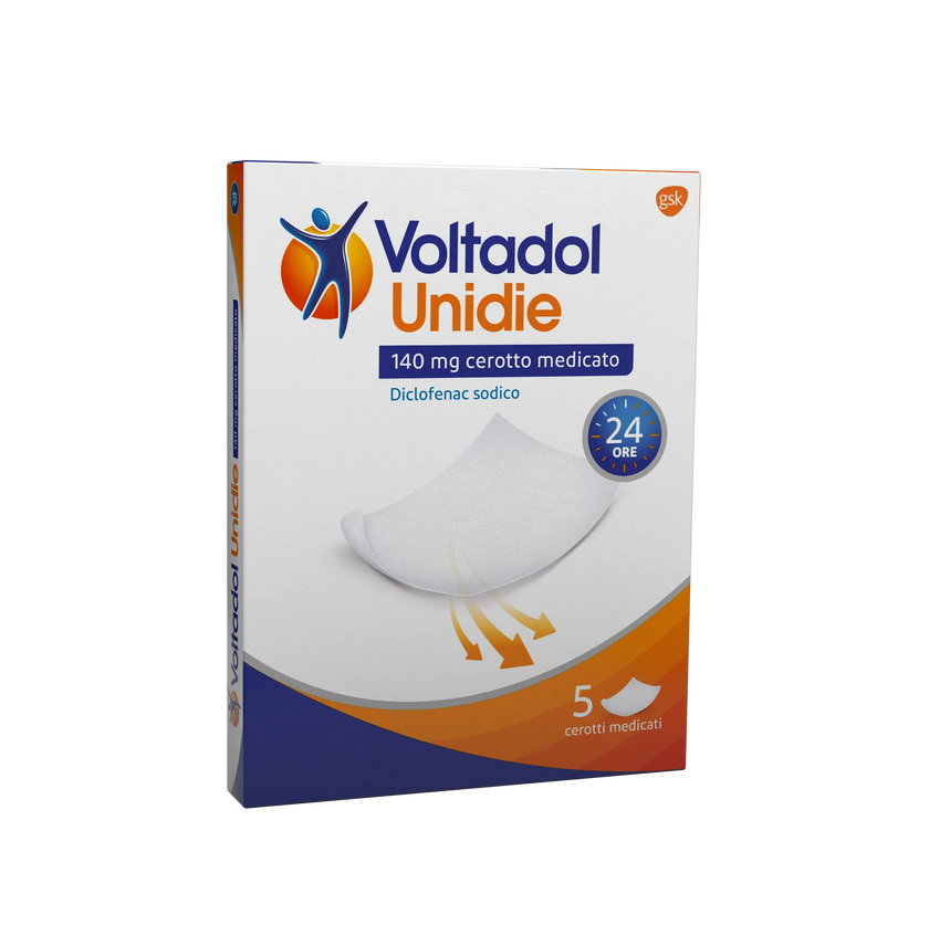VOLTADOL UNIDIE 140 MG CEROTTI MEDICATI 5 CEROTTI IN BUSTINA CARTA/PE/AL/EAA - Farmaspeed