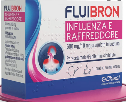 FLUIBRON INFLUENZA E RAFF 600 MG/10 MG GRANULATO IN BUSTINA 10 BUSTINE PET/AL/PE