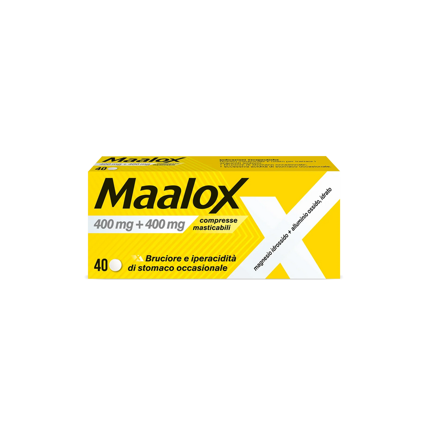 MAALOX 400 MG + 400 MG COMPRESSE MASTICABILI 40 COMPRESSE - Farmaspeed