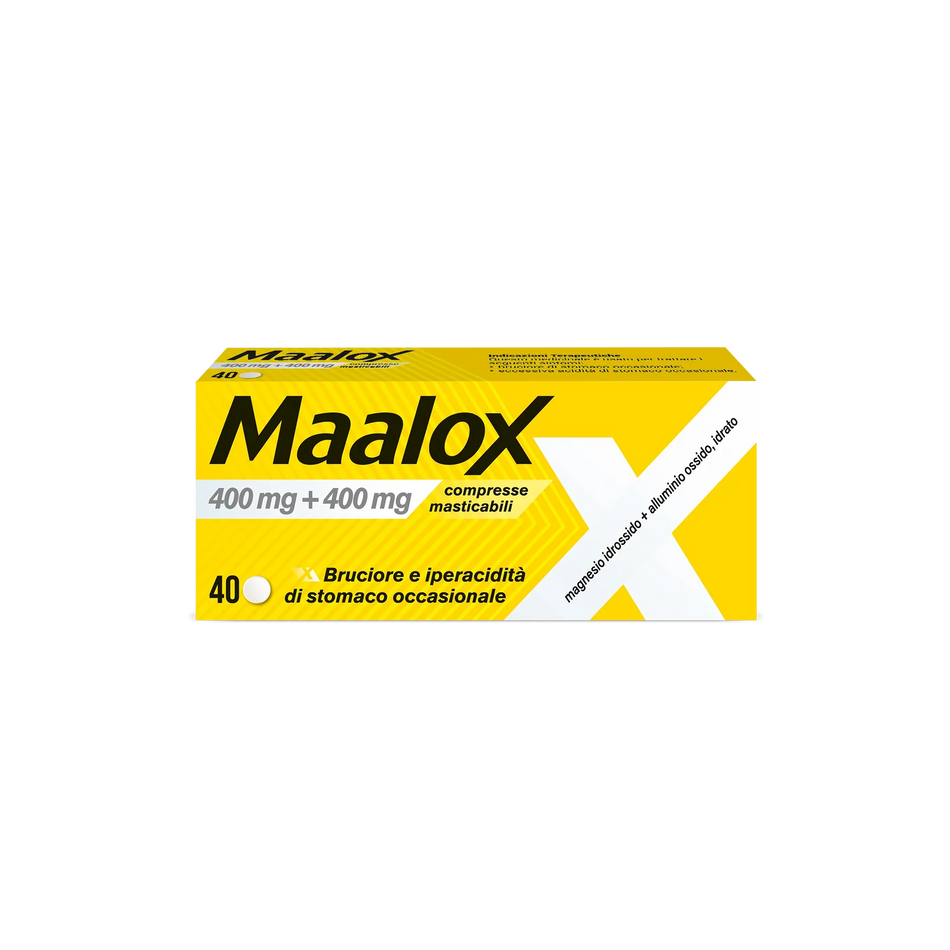 MAALOX 400 MG + 400 MG COMPRESSE MASTICABILI 40 COMPRESSE - Farmaspeed