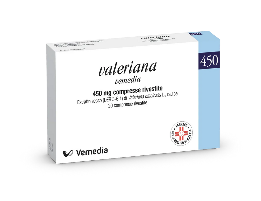 VALERIANA VEMEDIA 450 MG COMPRESSE RIVESTITE 20 COMPRESSE IN BLISTER PVC/PVDC-AL - Farmaspeed