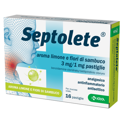 SEPTOLETE AROMA LIMONE E FIORI DI SAMBUCO 3 MG/1 ML PASTIGLIE 16 PASTIGLIE PVC/PE/PVDC/AL