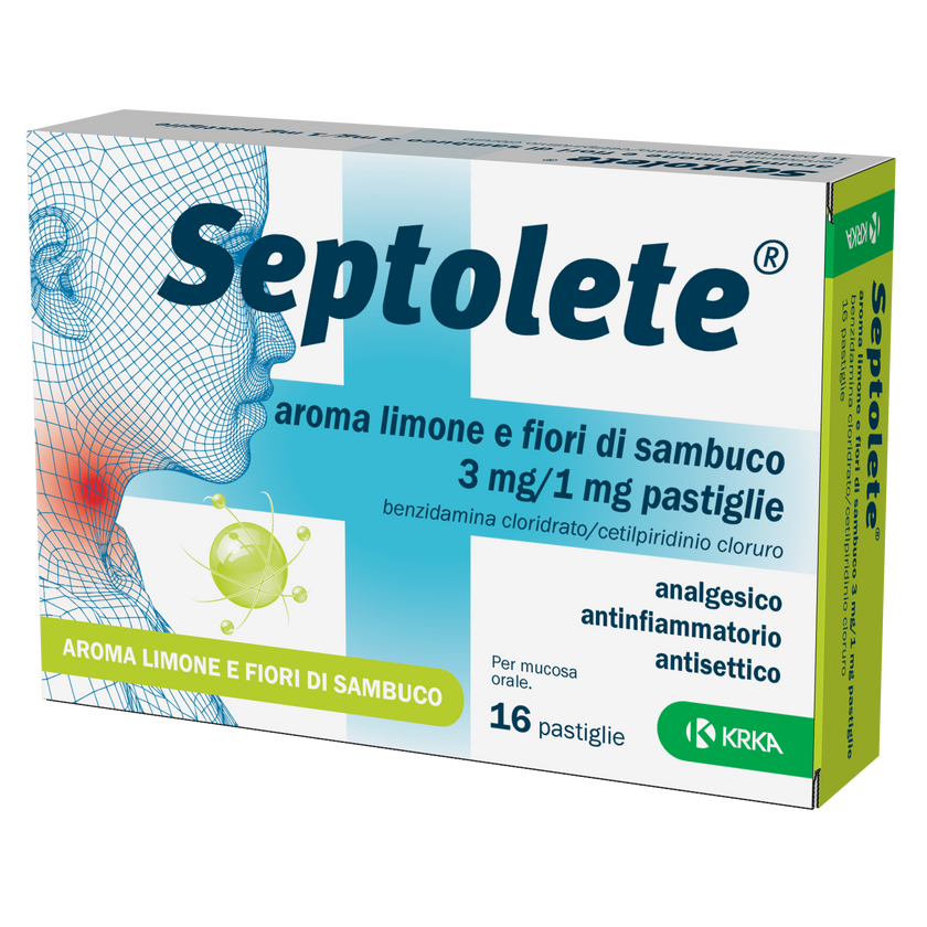 SEPTOLETE AROMA LIMONE E FIORI DI SAMBUCO 3 MG/1 ML PASTIGLIE 16 PASTIGLIE PVC/PE/PVDC/AL