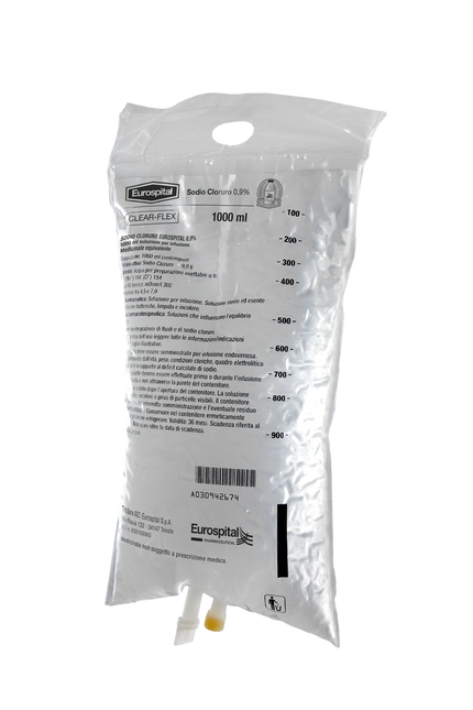 SODIO CLORURO EUROS 0,9% SOLUZIONE PER INFUSIONE 1 SACCA CLEAR-FLEX DA 1.000 ML