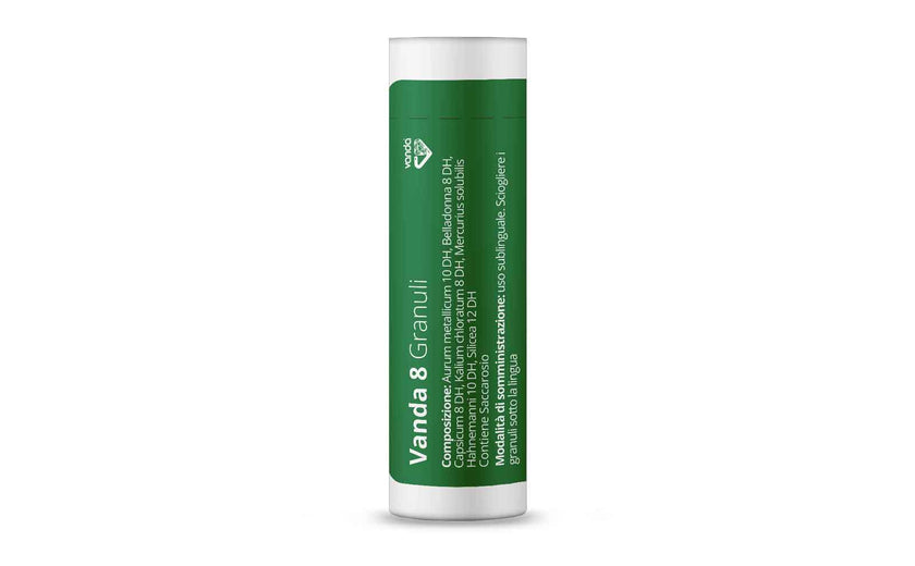 VANDA 8 GRANULI 1 CONTENITORE MULTIDOSE IN PP DA 4 G (80 GRANULI) CON TAPPO DISPENSATORE IN PS