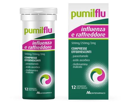 PUMILFLU INFLUENZA ER 500 MG/250 MG/2 MG EFFERVESCENT TABLETS 12 TABLETS IN PP TUBE