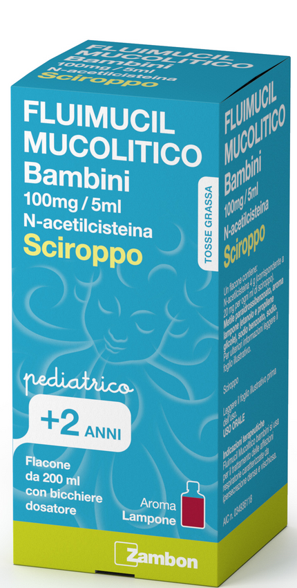 FLUIMUCIL MUCOL BB BAMBINI 100 MG/5 ML  SCIROPPO 1 FLACONE IN VETRO DA 200 ML CON BICCHIERE DOSATORE