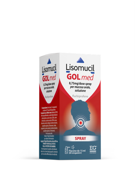 LISOMUCILGOLMED 8,75 MG/DOSE SPRAY PER MUCOSA ORALE SOLUZIONE 1 FLACONE IN HDPE DA 15 ML/84 EROGAZIONI CON POMPA DOSATRICE