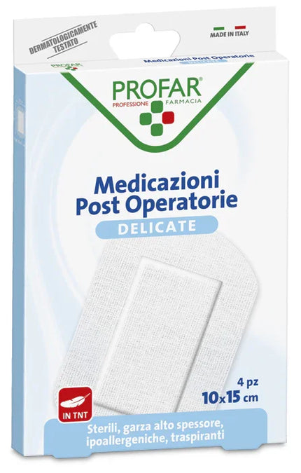 MEDICAZIONE POST OPERATORIA STERILE GARZA ANTIADERENTE 10X15 CM 4 PEZZI PROFAR - Farmaspeed
