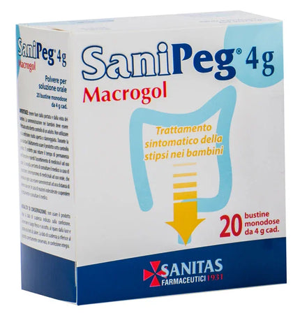 SANIPEG MACROGOL POLVERE PER SOLUZIONE ORALE 20 BUSTINE DA 4 G - Farmaspeed