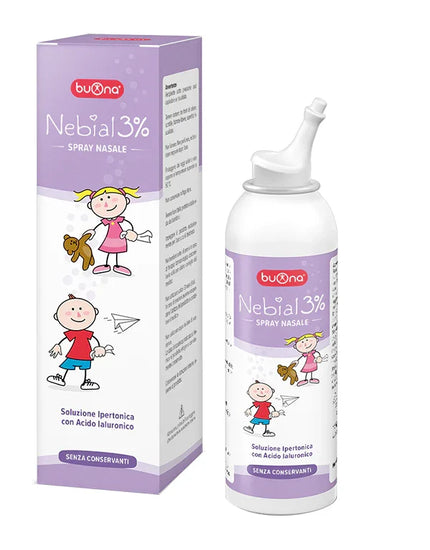 NEBIAL SOLUZIONE SALINA IPERTONICA DI SODIO CLORURO AL 3% CON ACIDO IALURONICO SPRAY NASALE 100 ML - Farmaspeed