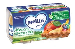 MELLIN OMOGENEIZZATO ALBICOCCA BANANA MELA 100 G 2 PEZZI - Farmaspeed