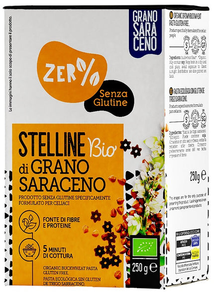 ZERO% GLUTEN STARS WHOLE BUCKWHEAT GLUTEN FREE ORGANIC 250 G