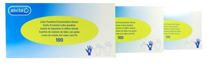 ALVITA LATEX INSPECTION GLOVES POWDER-COATED S 100 PIECES