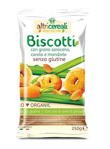 ALTRICEREALI ORGANIC BUCKWHEAT BISCUITS WITH CARROTS AND ALMONDS 250 G