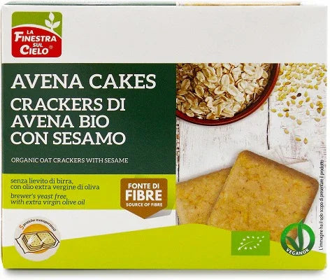 AVENACAKES CRACKERS DI AVENA CON SESAMO BIO VEGAN SENZA LIEVITO DI BIRRA CON OLIO EXTRAVERGINE DI OLIVA 250 G - Farmaspeed