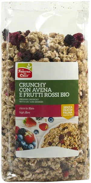 FSC CRUNCHY CON AVENA E FRUTTI ROSSI BIO AD ALTO CONTENUTO DI FIBRE CON OLIO DI GIRASOLE SENZA OLIO DI PALMA 375 G - Farmaspeed