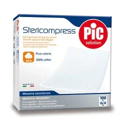 GARZA COMPRESSA IDROFILA PIC 10X10CM 4 STRATI 2 BUSTE 25 PEZZI FUSTELLA - Farmaspeed