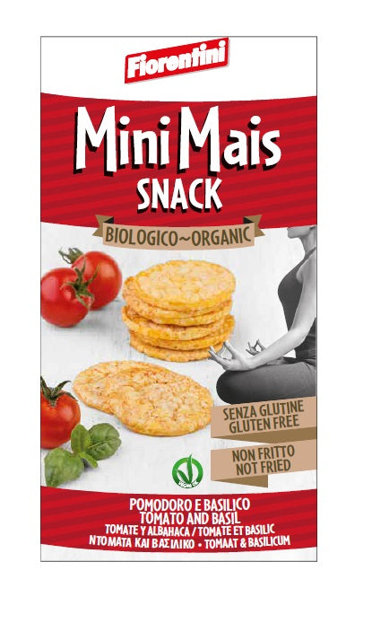 BIO MINI CORN SNACK WITH TOMATO AND BASIL 50 G
