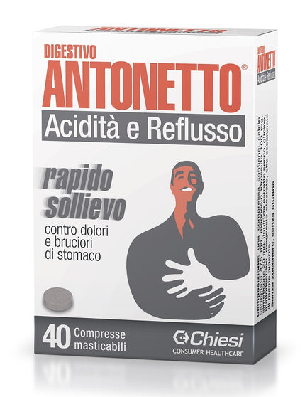 ANTONETTO DIGESTIVE ACIDITY AND REFLUX 40 CHEWABLE TABLETS
