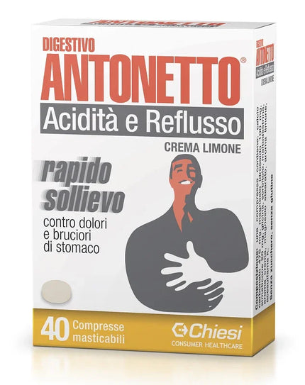 DIGESTIVO ANTONETTO ACIDITA' E REFLUSSO CREMA AL LIMONE 40 COMPRESSE MASTICABILI - Farmaspeed