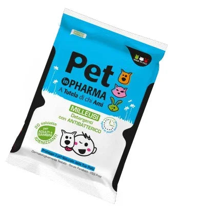 PET IN PHARMA SALVIETTE UMIDIFICATE IGIENIZZANTI CON ANTIBATTERICO PER ADULTI E BAMBINI 20 PEZZI - Farmaspeed