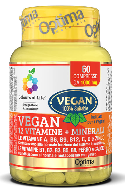 COLOURS OF LIFE VEGAN 12 VITAMINE + 3 MINERALI 60 COMPRESSE