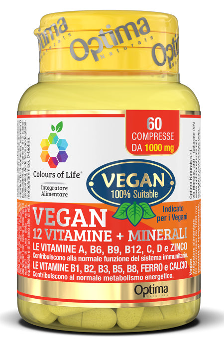 COLOURS OF LIFE VEGAN 12 VITAMINE + 3 MINERALI 60 COMPRESSE