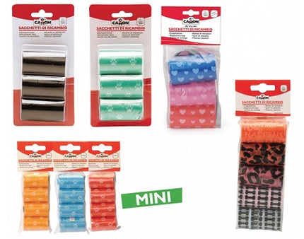 SACCHETTI RICARICA COLORATI 8 CONFEZIONI DA 10 ROTOLI COMPOSTI DA 20 SACCHETTI