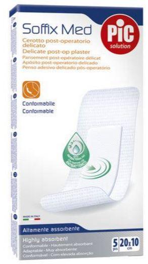 CEROTTO PIC SOFFIX MED IN TNT CON TAMPONE CENTRALE ASSORBENTE STERILE MONOUSO 10X20 CM ANTIBATTERICO 5 PEZZI - Farmaspeed