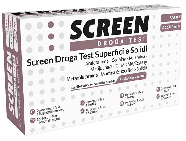 SCREEN DROGA TEST 7 DROGHE SU SUPERFICI SOLIDI O POLVERI
