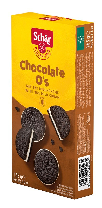 SCHAR CHOCOLATE O'S COCOA BISCUITS WITH MILK CREAM 165 G
