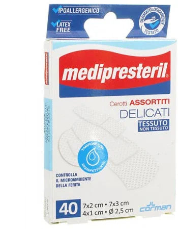 MEDIPRESTERIL CEROTTI DELICATI ASSORTITI 4 FORMATI 40 PEZZI - Farmaspeed