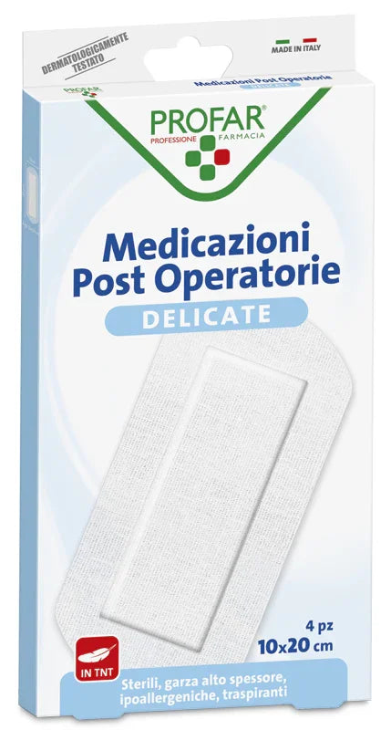 MEDICAZIONE POST OPERATORIA STERILE GARZA ANTIADERENTE 10X20 CM 4 PEZZI PROFAR - Farmaspeed