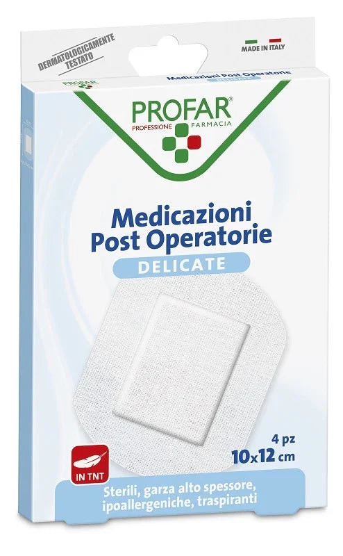 MEDICAZIONE POST OPERATORIA STERILE GARZA ANTIADERENTE 10X12 CM 4 PEZZI PROFAR - Farmaspeed