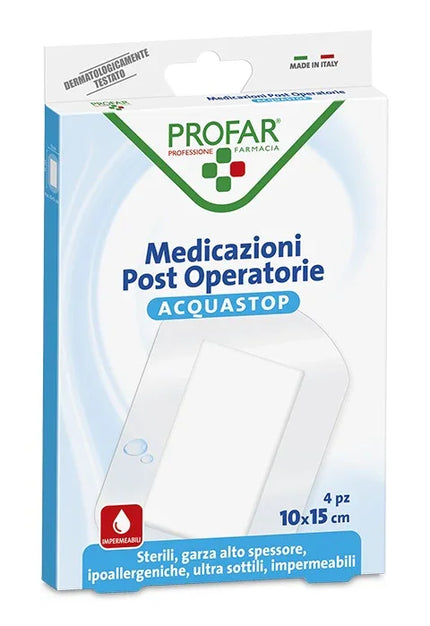 ACQUASTOP MEDICAZIONE POST OPERATORIA 10X15 CM PROFAR MED 4 PEZZI - Farmaspeed