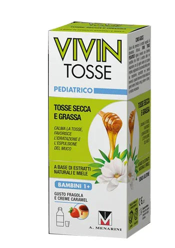 VIVIN TOSSE PEDIATRICO SCIROPPO PER TOSSE SECCA E GRASSA GUSTO FRAGOLA E CREME CARAMEL 150 ML - Farmaspeed