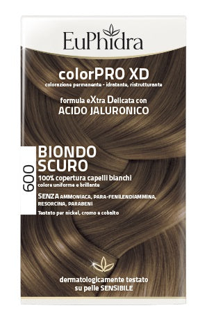 EUPHIDRA COLORPRO XD 600 BIONDO SCURO GEL COLORANTE CAPELLI IN FLACONE + ATTIVANTE + BALSAMO + GUANTI