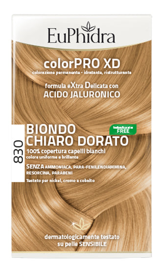 EUPHIDRA COLORPRO XD 830 BIONDO CHIARO DORATO GEL COLORANTE CAPELLI IN FLACONE + ATTIVANTE + BALSAMO + GUANTI