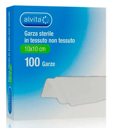 ALVITA GARZA STERILE IN TESSUTO NON TESSUTO 10X10CM 100 PEZZI - Farmaspeed