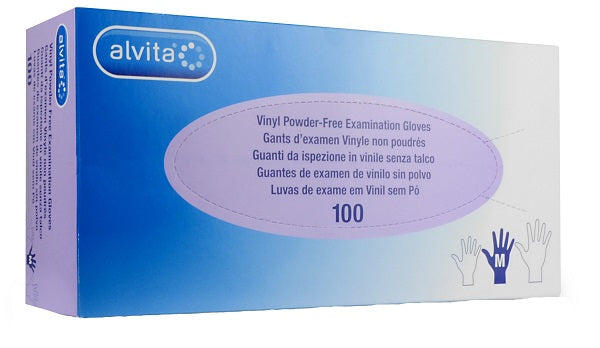 GUANTI DA ISPEZIONE ALVITA IN VINILE SENZA TALCO S 100 PEZZI